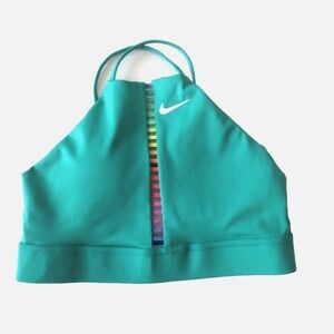 Nike green Sports Bra with rainbow Multicolor Stripe